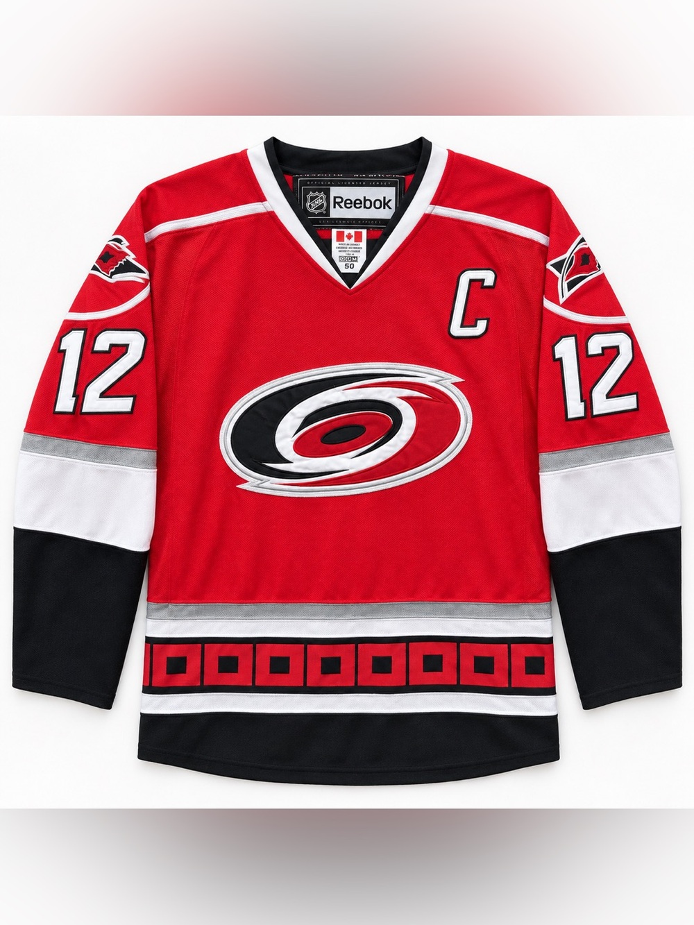 Eric Staal #12 Carolina Hurricanes Reebok NHL Jersey Size 50 Red Captain